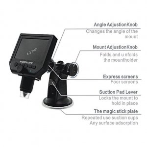 Portable Microscope 600X Zoom 3.6MP With 4.3 Inch Lcd Display