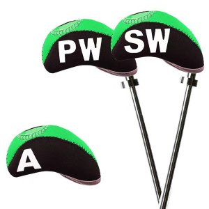 Golf Club Iron Head Covers Protector Headcover with window Set in green 10 Pcs