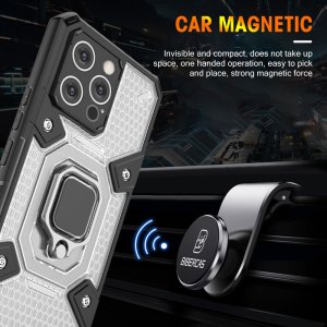 Case For iPhone 13 Pro Shockproof Case with Magnetic Ring Holder Grey