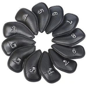 Leather Golf Club Headcovers Irons Set 12 Pcs Club Iron Head Covers in Black