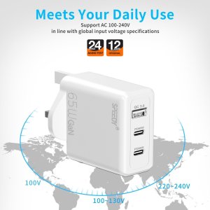 Plug For iPad MacBook Fast Charger 65W PD USB C USB QC Dual Port