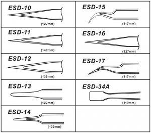 ESD Antistatic Tweezer Set Professional 9 Piece with Carry Case