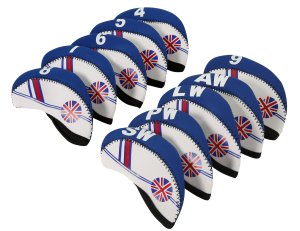 Golf Club Iron Head Covers Protector Headcover Set British in Blue 10 Pcs