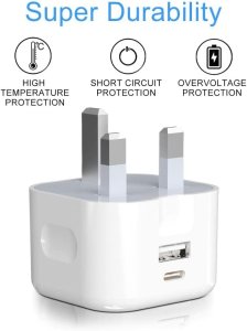 Budi Dual 20W QC3.0 PD20 USB C & USB A Power Adapter