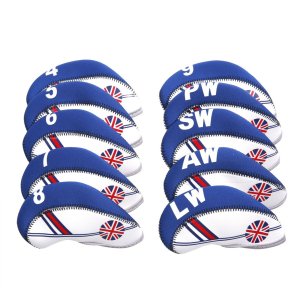 Golf Club Iron Head Covers Protector Headcover Set British in Blue 10 Pcs