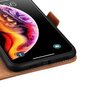 Flip Case For iPhone 11 Pro Luxury PU Leather Magnetic Card Holder Brown