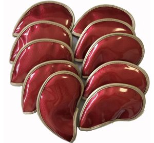 Leather Golf Club Headcovers Irons Set 10 Pcs Club Iron Head Covers in Red