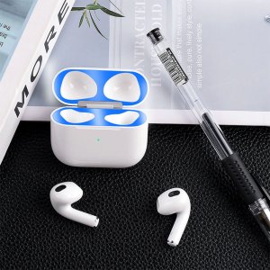 Seal Protection For Airpod 3 Metal Dust Proof Guard Sticker in Blue