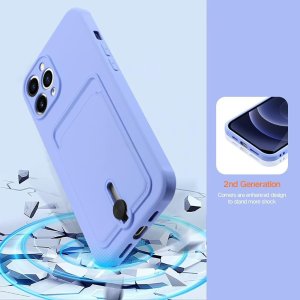 Silicone Card Holder Protection Case For iPhone 15 Plus in Navy