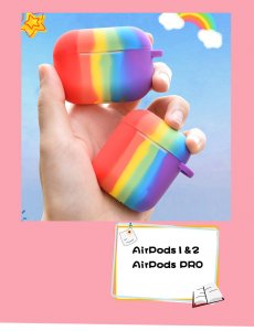 Case For Apple Airpods with Hanger Hole For LED Gay Pride Silicone Rainbow