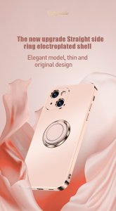 Case For iPhone 13 in Pink Luxury Plating Magnetic Car Ring