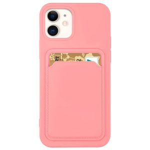 Case For iPhone 12 Pro Max With Silicone Card Holder Pink