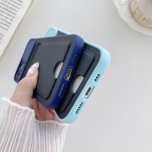 Case For iPhone XS Max in Blue Ultra thin Case with Card slot Camera shutter