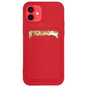 Case For iPhone 12 Pro Max With Silicone Card Holder Red