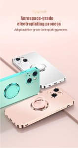 Case For iPhone 13 in Pink Luxury Plating Magnetic Car Ring