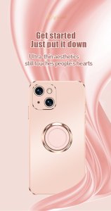 Case For iPhone 13 Pro in Black Luxury Plating Magnetic Car Ring