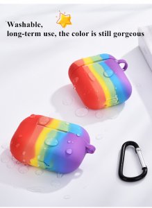 Case For Apple Airpods with Hanger Hole For LED Gay Pride Silicone Rainbow