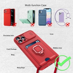 Case For iPhone 13 Black Multi Function with Magnetic Ring Holder Camera Shutter