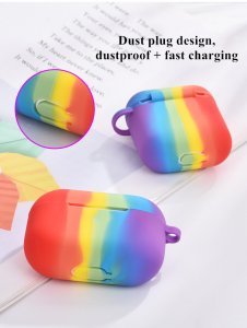 Case For Apple Airpods with Hanger Hole For LED Gay Pride Silicone Rainbow