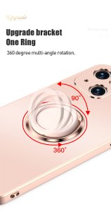 Case For iPhone 13 in Pink Luxury Plating Magnetic Car Ring