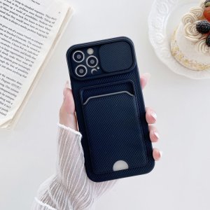 Case For iPhone 12 Pro Max in Black Ultra thin with Card slot Camera shutter