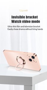 Case For iPhone 13 in Pink Luxury Plating Magnetic Car Ring