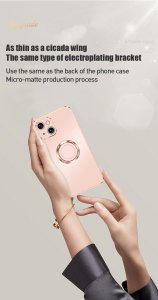 Case For iPhone 13 in Pink Luxury Plating Magnetic Car Ring