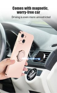 Case For iPhone 13 in Lavender Luxury Plating Magnetic Car Ring