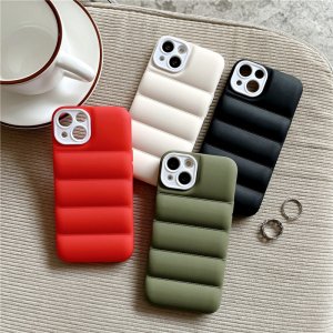 Case For iPhone 13 Black Puffer Down Jacket