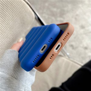 Case For iPhone 13 Pro Max Brown Puffer Down Jacket