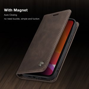 Flip Case For iPhone 13 Mini Wallet in Brown Handmade Leather Magnetic Flip