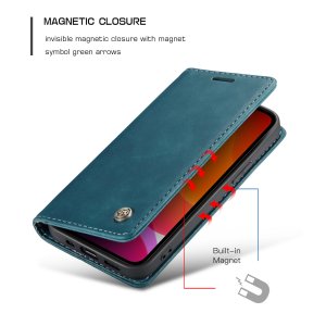 Flip Case For iPhone 13 Wallet in Burgundy Handmade Leather Magnetic Folio Flip