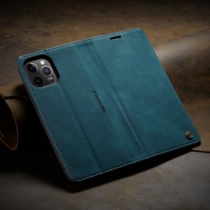 Flip Case For iPhone 13 Wallet Case in Teal Handmade Leather Magnetic Folio Flip