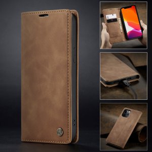 Flip Case For iPhone 13 Mini Wallet in Beige Handmade Leather Magnetic Flip