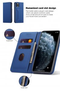 Case For iPhone 12 12 Pro 6.1 Blue Luxury PU Leather Wallet Flip Card Cover