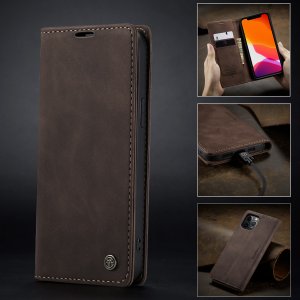 Flip Case For iPhone 13 Mini Wallet in Brown Handmade Leather Magnetic Flip