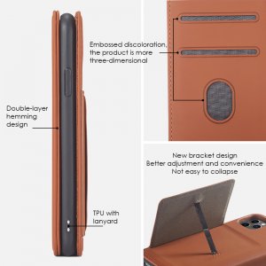 Case For iPhone 12 Pro Max 6.7 Brown Luxury PU Leather Wallet Flip Card Cover