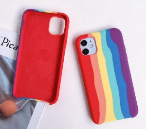 Case For iPhone X XS Gay Pride Rainbow Multicoloured Liquid Silicone