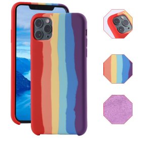 Case For iPhone 13 Pro Gay Pride Rainbow Multicoloured Liquid Silicone Cover