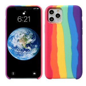 Case For iPhone 11 Pro Gay Pride Rainbow Multicoloured Liquid Silicone