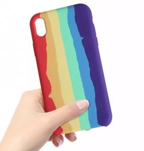 Case For iPhone XS Max Gay Pride Rainbow Multicoloured Liquid Silicone