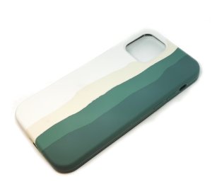 Case For iPhone 12 12 Pro Rainbow Teal Green Liquid Silicone