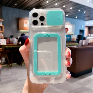 Case For iPhone 13 Pro Max in Green With Camera Lens Protection Square Stand