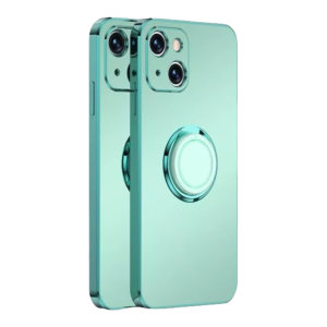 Case For iPhone 13 in Green Luxury Plating Magnetic Car Ring