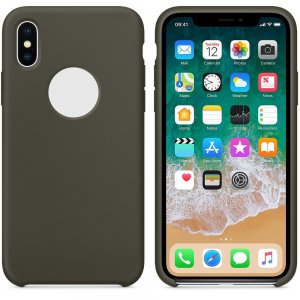 Case For iPhone X Smooth Liquid Silicone Dark Olive