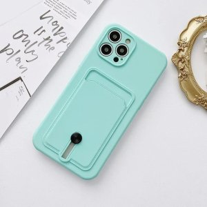 Case For iPhone 15 Pro Silicone Card Holder Protection in Green