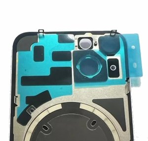 Glass Back For iPhone 14 Plus Blue Battery Door Camera Lens Bezel Magnetism Ring + Metal Plate Plain Without Logo