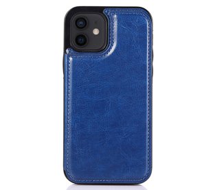 Case For iPhone 14pm 15pm in Blue Flip Leather Multi Card Holder