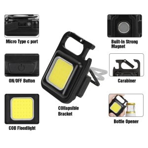 Rechargeable Emergency LED Flood Light Magnet Stand Hook Keyring Camping Fishing