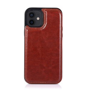 Case For iPhone 14 Plus 15 Plus in Brown Flip Leather Multi Card Holder